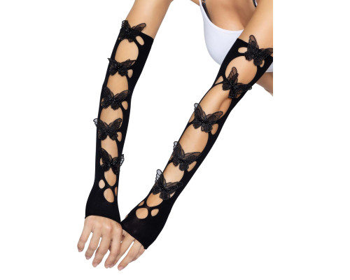 Leg Avenue Butterfly applique arm warmers Black