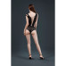 Боді Moonlight Model 11 Black, глибоке декольте, вставки з великої сітки з боків, імітація трусиків