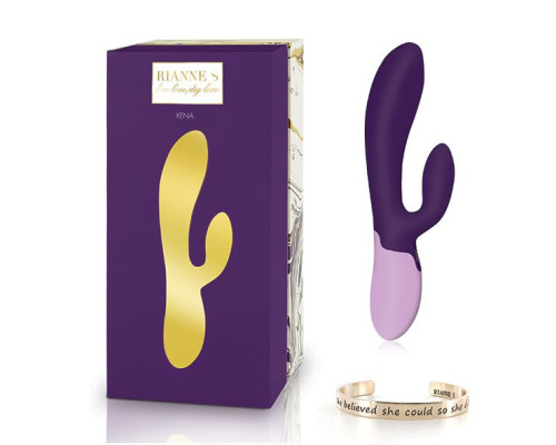 Вібратор-кролик Rianne S: Xena Purple/Lilac, 10 режимів роботи, медичний силікон, подарункове пакова