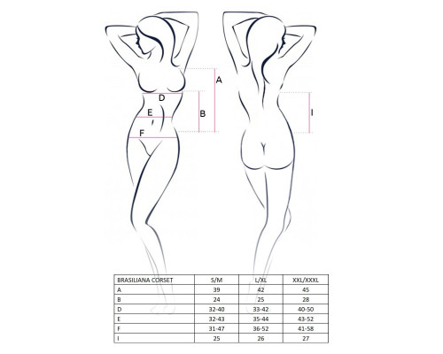 Корсет з пажами BRASILIANA CORSET white S/M - Passion Exclusive, стрінги