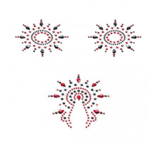 Пестіс з кристалів Petits Joujoux Gloria set of 3 - Black/Red, прикраса на груди та вульву