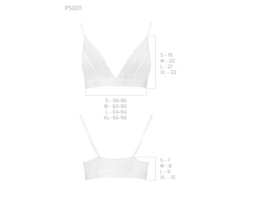 Еластичний топ з мереживом Passion PS001 TOP white, size M