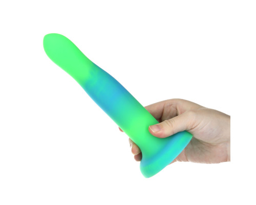 Фалоімітатор, що світиться у темряві, ADDICTION - Rave - 8" Glow in the Dark Dildo - Blue Green