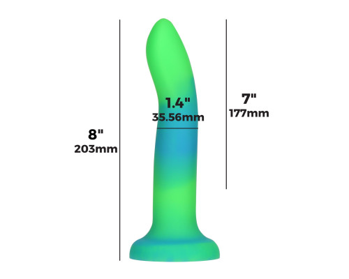 Фалоімітатор, що світиться у темряві, ADDICTION - Rave - 8" Glow in the Dark Dildo - Blue Green