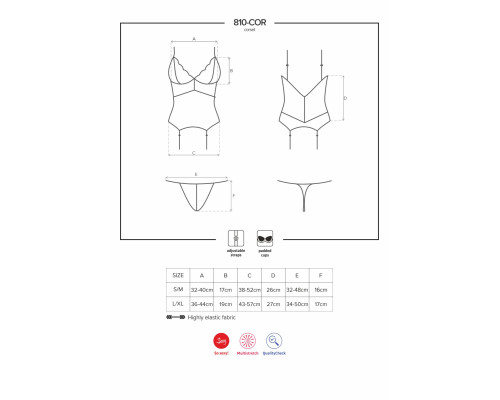 Obsessive 810-COR-2 corset & thong white L/XL