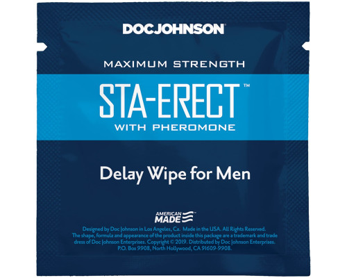 Пролонгуюча серветка Doc Johnson Sta-Erect Delay Wipe For Men з феромонами
