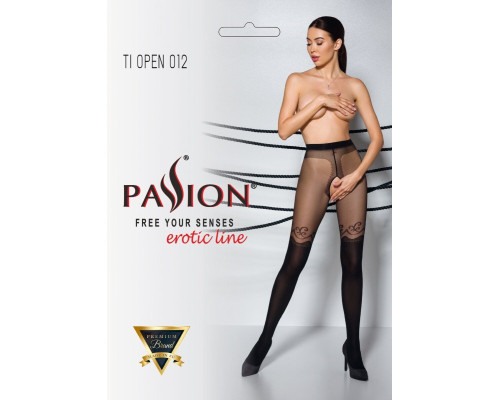 Колготки з відкритим доступом, подвійна щільність TIOPEN 012 black 3/4 (20/40 den) — Passion