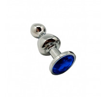 Анальна пробка Wooomy Lollypop Double Ball Metal Plug Blue S