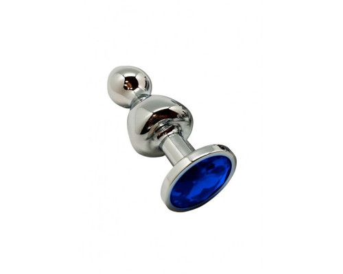 Анальна пробка Wooomy Lollypop Double Ball Metal Plug Blue S