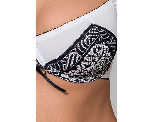 Комплект белья SUELO SET white XXL/XXXL - Passion Exclusive: лиф, стринги, пояс для чулок