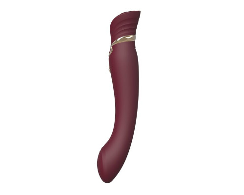 Смартвібратор 3в1 Zalo — Queen Wine Red, пульсівна перлина та вакуум, кристал Swarovski
