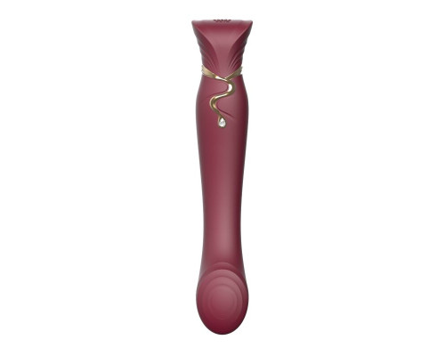 Смартвібратор 3в1 Zalo — Queen Wine Red, пульсівна перлина та вакуум, кристал Swarovski