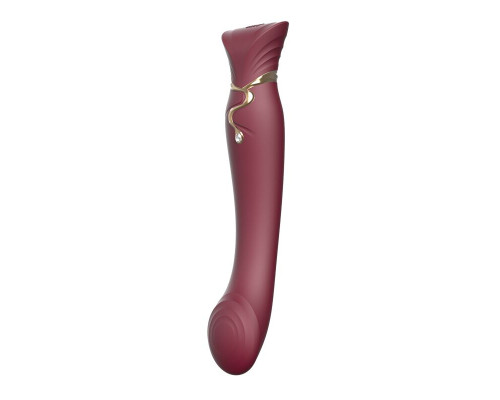 Смартвібратор 3в1 Zalo — Queen Wine Red, пульсівна перлина та вакуум, кристал Swarovski