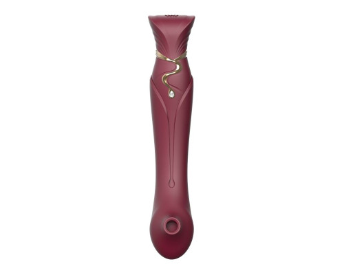 Смартвібратор 3в1 Zalo — Queen Wine Red, пульсівна перлина та вакуум, кристал Swarovski