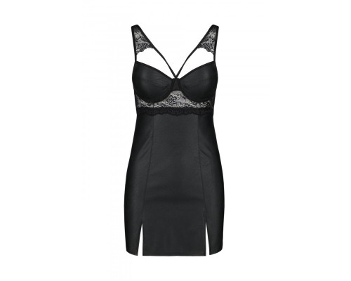Бебі-дол з еко-шкіри та мережива Loona Chemise black S/M - Passion