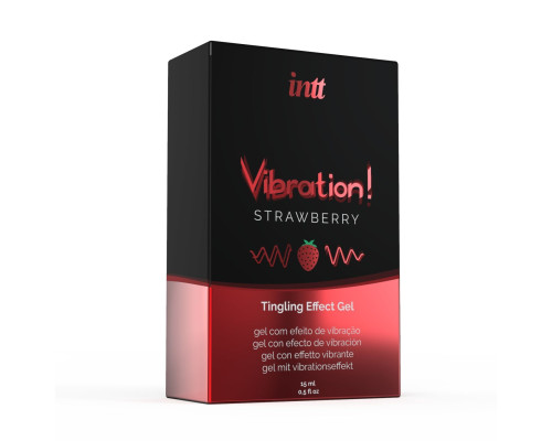 Рідкий вібратор Intt Vibration Strawberry (15 мл) EXTRA GREEN, дуже смачний, діє до 30 хвилин