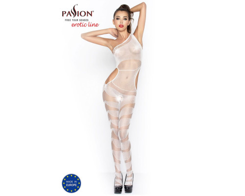 Бодистокинг Passion BS041 white, комбинезон, лямочка на одно плечо