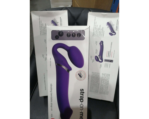Безремневий страпон з вібрацією Strap-On-Me Vibrating Violet L (м'ята упаковка)