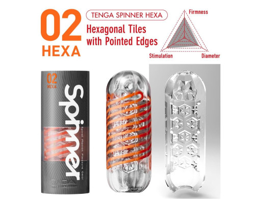 Мастурбатор Tenga Spinner Hexa с упругой стимулирующей спиралью внутри, стандартная спираль