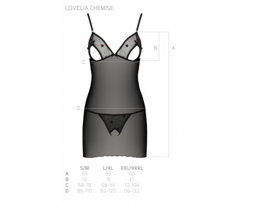 Сорочка з вирізами на грудях + стрінги LOVELIA CHEMISE black L/XL - Passion