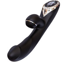 Вакуумний вібратор-кролик з підігрівом KisToy A-King Pro Black, з LED-екраном