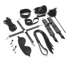 Набір Art of Sex - BDSM Set Leather, 10 предметів, натуральна шкіра, Чорний