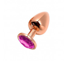 Анальна пробка Wooomy Tralalo Rose Gold Metal Plug MAGENTA M