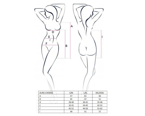 Сорочка сукня AURA CHEMISE black L/XL - Passion, трусики, халтер, зі спущеними бретелями