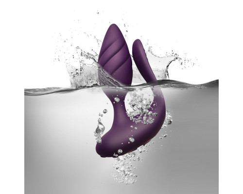 Анально-вагінальний вібратор для пар Rocks Off Cocktail Purple, пульт ДК