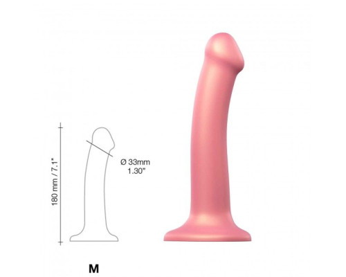 Насадка для страпона Strap-On-Me Mono Density Dildo Rose M, диам. 3,3см, однослойный силикон, гибкий