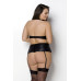 Комплект з імітацією шнурівки Nancy Set black 4XL/5XL - Passion топ, трусики та пояс для панчіх
