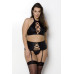 Комплект з імітацією шнурівки Nancy Set black 4XL/5XL - Passion топ, трусики та пояс для панчіх