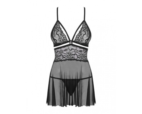 Obsessive 838-BAB-1 babydoll & thong black L/XL