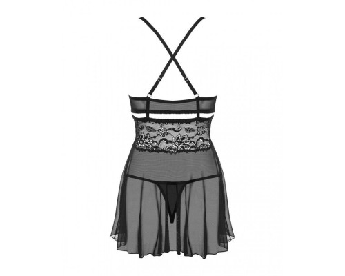 Obsessive 838-BAB-1 babydoll & thong black L/XL