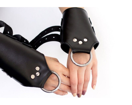 Манжети для підвісу за руки Kinky Hand Cuffs For Suspension з натуральної шкіри, колір чорний
