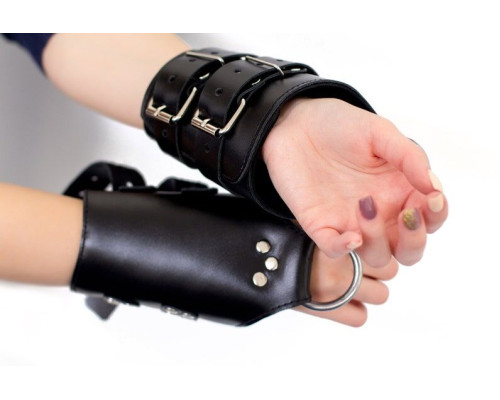 Манжети для підвісу за руки Kinky Hand Cuffs For Suspension з натуральної шкіри, колір чорний
