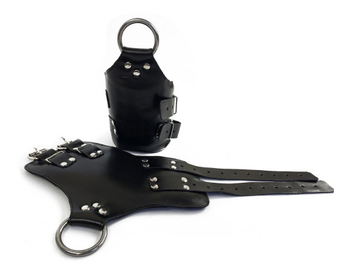 Манжети для підвісу за руки Kinky Hand Cuffs For Suspension з натуральної шкіри, колір чорний