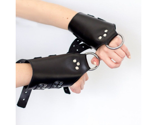 Манжети для підвісу за руки Kinky Hand Cuffs For Suspension з натуральної шкіри, колір чорний