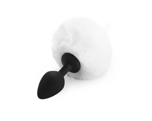 Силіконова анальна пробка М Art of Sex - Silicone Bunny Tails Butt plug, колір Білий, діаметр 3,5 см