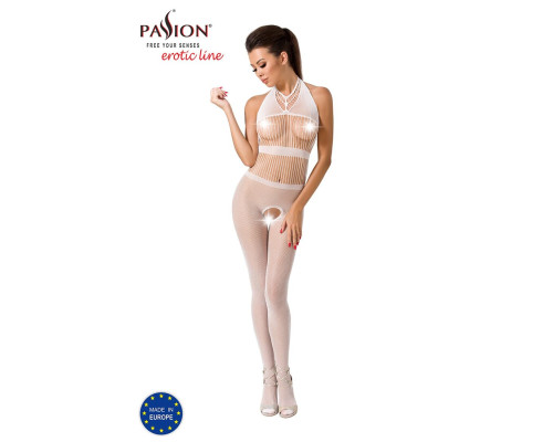 Бодистокинг Passion BS048 white, комбинезон, имитация колгот и открытого топа