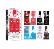 Набір із 8 видів змазок System JO Beginner's Luck по 10 мл на водній, силіконовій та гібридній основ