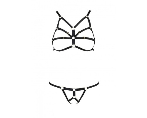 Комплект білизни зі стреп Armanda Set black XXL/XXXL — Passion Exclusive