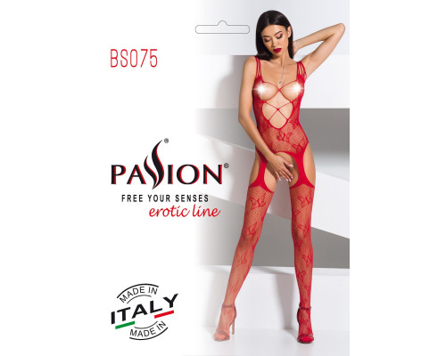 Откровенный бодистокинг с глубоким декольте Passion BS075 red