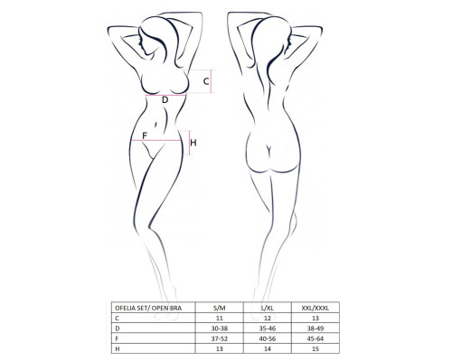 Комплект білизни OFELIA SET OpenBra white XXL/XXXL - Passion: стрінги, відкритий ліф, широкий пояс