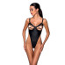 Боді з екошкіри Celine Body black L/XL — Passion: з доступом, відкритий