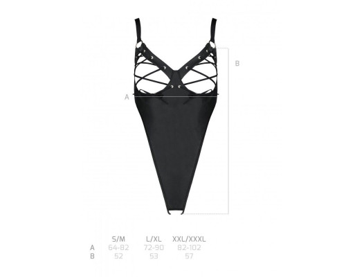 Боді з екошкіри Celine Body black L/XL — Passion: з доступом, відкритий