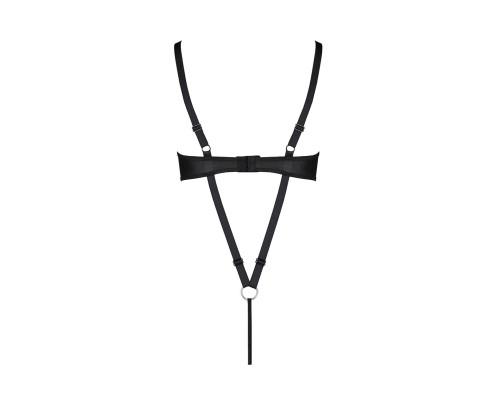 Боді з екошкіри Celine Body black L/XL — Passion: з доступом, відкритий