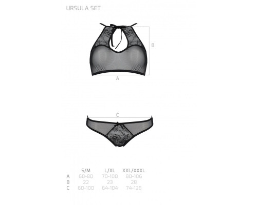 Комплект: бра, трусики з ажурним декором та відкритим кроком Ursula Set white L/XL — Passion
