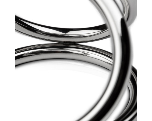 Тройное эрекционное кольцо Sinner Gear Unbendable - Triad Chamber Metal Cock and Ball Ring - Medium