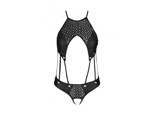 Боді з екошкіри з ремінцями та перфорацією Tamaris Body black L/XL — Passion